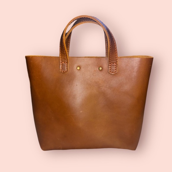 genuine portland leather mini cross body tote - Picture 3 of 6